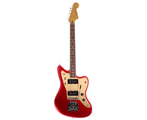 2016 Squier by Fender Deluxe Jazzmaster electric guitar, crafted in China, ser. no. CGS16xxxx8; Finish: candy apple red, a fe