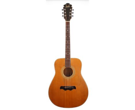 1970s Bozo B60 acoustic guitar, made in Japan, Back and sides; rosewood, various surface scratches and other marks; Top: natu