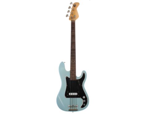 1960s Vox Symphonic bass guitar; Finish: light blue re-finish, various minor scuffs; Fretboard: rosewood; Frets: require atte