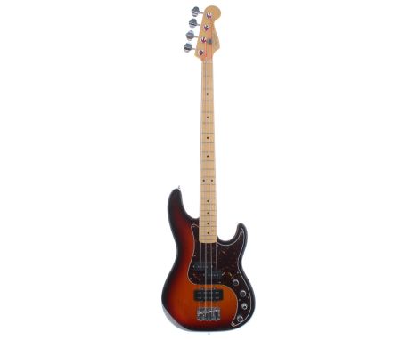 1996 Fender American Deluxe Precision Bass guitar, made in USA, ser. no. N6xxxxx3; Finish: sunburst; Fretboard: maple; Frets: