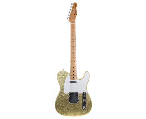 Custom build Telecaster electric guitar comprising some vintage Fender parts; Body: unknown, gold sparkle finish in good cond