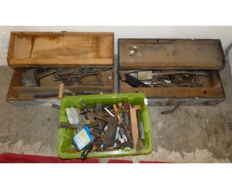 Two tool chests and contents of hand tools together with a box of miscellaneous hand tools (3)