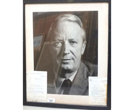 THE RIGHT HONOURABLE EDWARD HEATH, M.B.E., M.P.a portrait photograph circa 1974, with two small additional facsimile letters 