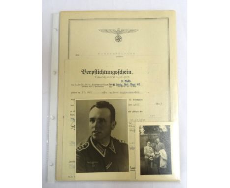 COLLECTION OF THIRD REICH AND SLIGHTLY LATER RELATED DOCUMENTSHauptwachtmeister, includes a promotion document signed by 'Kel