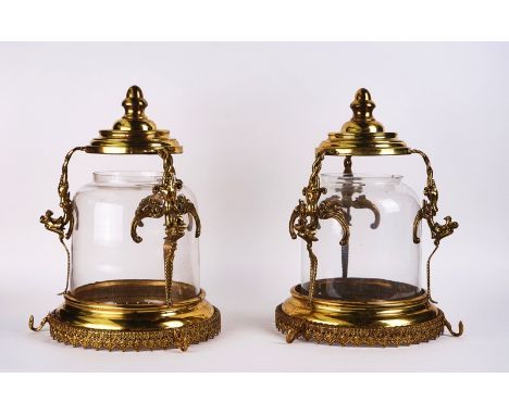 A PAIR OF GILT BRASS WINGED GRIFFIN HALL LANTERNS (2)20th CenturyEach with interlaced foliate collar, enclosing three suspend