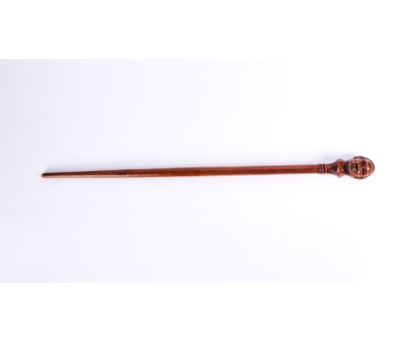 A NOVELTY SILVERED METAL 'MR.PUNCH' MOUNTED WALKING CANE (2)Early 20th CenturyWith hardwood shaft, 87.5cm high; Together with