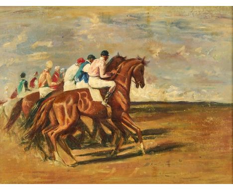 MARJORIE MAY MACBETH-RAEBURN (BRITISH, 1902-1988), AFTER SIR ALFRED MUNNINGSThe Startinscribed and bears label (to backing pa