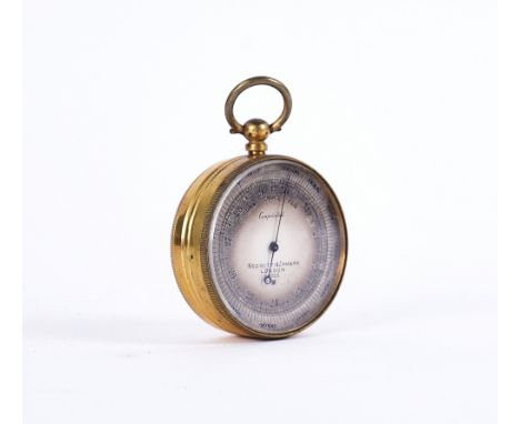 A NEGRETTI &amp; ZAMBRA POCKET BAROMETER, CASED19th CenturyThe silvered dial numbered 4023, in a lacquered brass case, 4.7cm 