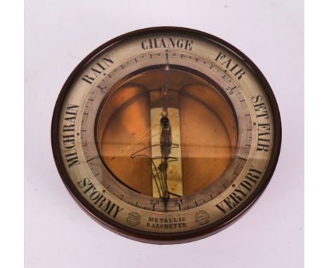 A VICTORIAN BRASS METALLIC BAROMETERE Bourdon &amp; Richards Patent, ParisThe silvered dial detailed 'Universal Exhibition Lo