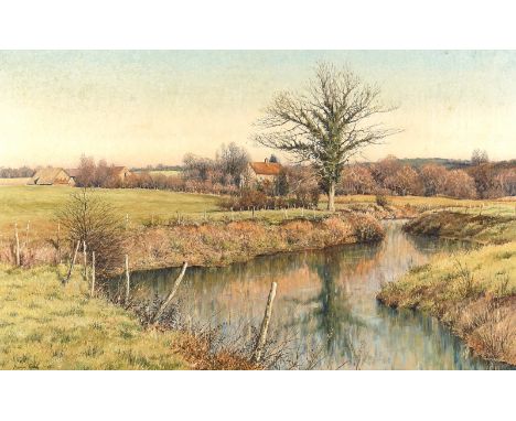 MERVYN GOODE (BRITISH, B. 1948)Midwinter River, Wenham Manor Farm, Durfordsigned 'Mervyn Goode' (lower left) and inscribed (v