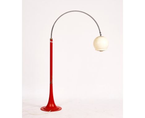 A RED PAINTED STEEL HEIGHT-ADJUSTABLE STANDARD LAMPMid-20th Century250cm high (fully extended) x 97cm wideCondition report:- 