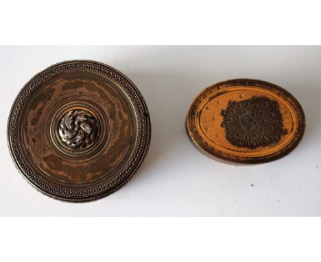 TWO FRENCH SILVER GILT BOXES (2)The circular box and detachable cover with engine turned decoration, detailed BOINTABURET, di