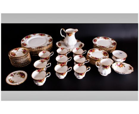 Royal Albert Old Country Roses Part Tea/Dinner Service, comprising cups, saucers, side plates, dinner plates, jug, sugar bowl