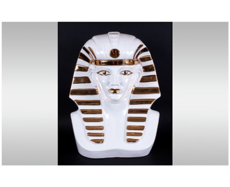 Tutankhamun Modern Ceramic Bust - Approx 14 inches in height.