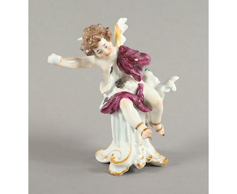 ALLEGORISCHE FIGUR "DER WINTER", farbig und gold staffiert, H 11,5, min.rest., Bossierernr. 63, Malernr. 67, Modellnr. R 130,