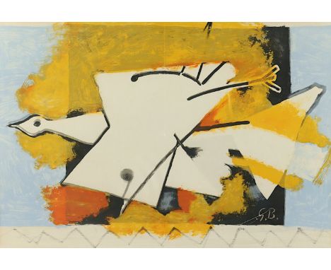 BRAQUE, Georges, "o.T.", Farblithografie, 38 x 55, im Stein monogrammiert, R.