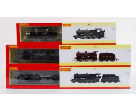 Three Hornby 00 gauge locomotives to include LMS Class 8F, engine number 8034 R3565; LMS Fowler Class 4F, engine number (un l
