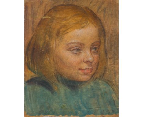 Giorgio Matteo Aicardi (1891-1984), portrait of a young girl, watercolour, pencil and crayon on board, 27cm x 22cm, un-framed