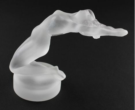 A Lalique glass figure of a nude female arching backwards, etched Lalique (R) France, 13cm high