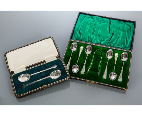 PAIR OF SILVER TEASPOONS MODELLED IN THE DESIGN OF TEA SPOONS BY CHARLES RENNIE MACKINTOSH FOR MISS CRANSTON'S TEAROOMS 
make