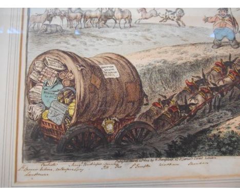 James Gillray 1756-1815 - The State Waggoner and John Bull - etching with aquatint, depicting Addington pleading with John Bu