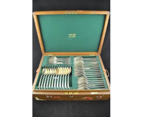 A Mappin & Webb canteen of silver cutlery - 12 table & dessert forks,soup & dessert spoons, 6 table spoons, 3 ladles, Sheffie