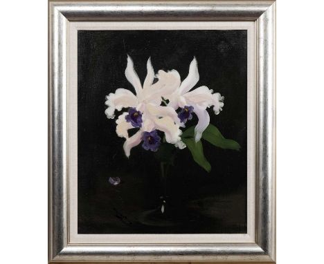 JAMES STUART PARK (SCOTTISH 1862 - 1933) ORCHID LILIES oil on canvas, signedframedimage size 60cm x 50cm, overall size 78cm x