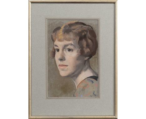 BRITISH SCHOOL, FEMALE PORTRAIT pastel on paper, initialled indistinctlymounted, framed and under glassimage size 35cm x 23cm