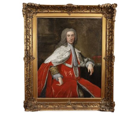 BRITISH SCHOOL (18TH CENTURY), JOHN MONTAGU, 2ND DUKE OF MONTAGU, KG, GMB, PC, FRS  oil on canvasframedimage size 125cm x 105