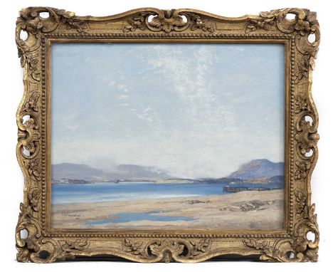 SIR DAVID YOUNG CAMERON RA RSA RSW (SCOTTISH 1865 - 1945), LOW TIDE oil on board, signedframed and under glassimage size 40cm