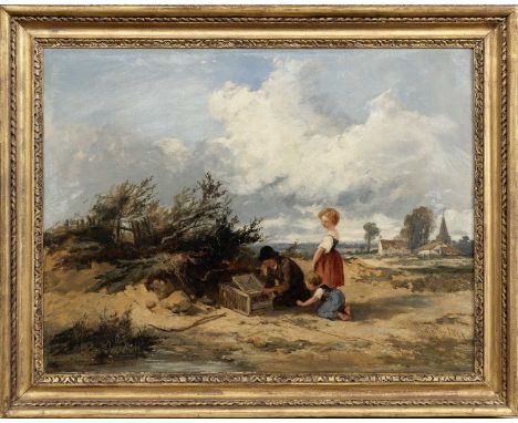 WILLIAM JAMES MÜLLER (BRITISH 1812 - 1845), THE BIRDCATCHERS oil on canvas, signed and dated 1843framedimage size 46cm x 60cm