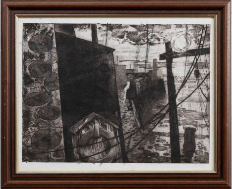 * IAN FLEMING RSA RSW RGI (SCOTTISH 1906 - 1994), UNTITLED etching on paper, studio stamp verso, no. 161mounted, framed and u