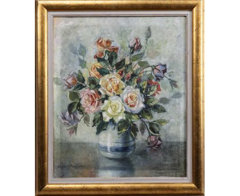 * ELIZABETH MARY WATT (SCOTTISH 1886 - 1954), STILL LIFE oil on canvas, signedframedimage size 60cm x 49cm, overall size 74cm