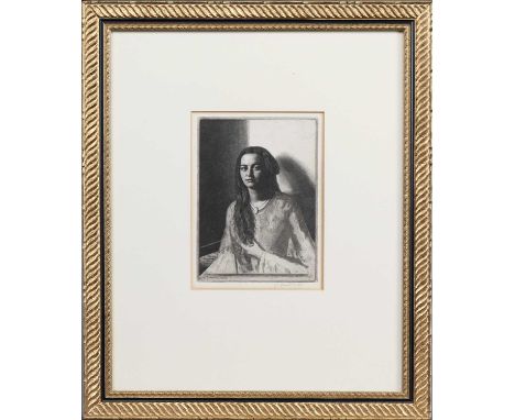 * GERALD LESLIE BROCKHURST RA (BRITISH 1890 - 1978), UNA etching on paper, signedmounted, framed and under glassimage size 21