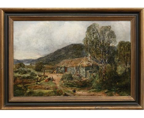 ALEXANDER FRASER JNR RSA RSW (SCOTTISH 1828 - 1899), FEEDING THE CHICKENS oil on canvas, signed handwritten label verso frame