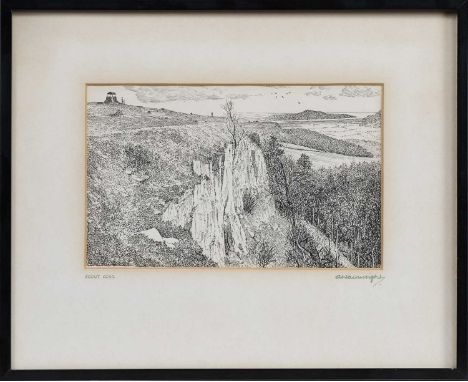 * ALFRED WAINWRIGHT MBE (BRITISH 1907 - 1991), SCOUT SCAR ink on paper, signed and titled in the mountmounted, framed and und