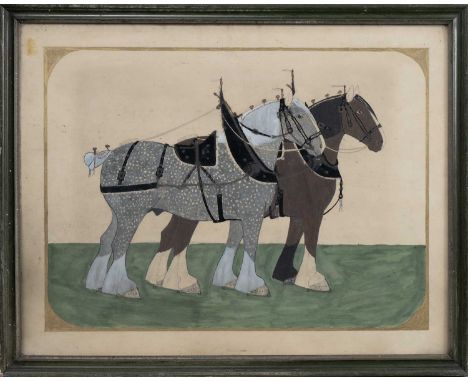 * WILLIAM ROBBIE (SCOTTISH 1887 - 1967), STUDY - TWO HORSES oil on paperframed (frame loose)image size 40cm x 54cm, overall s