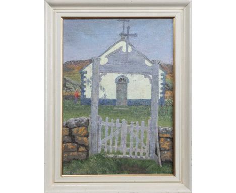 * ROBERT SAWYERS ARCA (BRITISH 1923 - 2002), OLD CHURCH, REYNIHLID, ICELAND oil on canvas, signed and titled versoframedimage