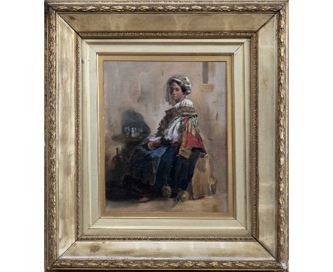 BRITISH SCHOOL (20TH CENTURY), PORTRAIT OF A SEATED WOMAN oil on boardframed and under glassimage size 30cm x 24cm, overall s