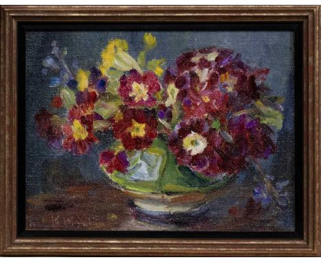 KATE WYLIE (SCOTTISH 1877 - 1941), STILL LIFE oil on board, signedframedimage size 15cm x 20cm, overall size 19cm x 23cm Note