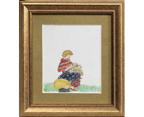 * ANNIE FRENCH (SCOTTISH 1872 - 1975), UNTITLED mixed media on paperframed image size 11cm x 10cm, overall size 20cm x 18cm N