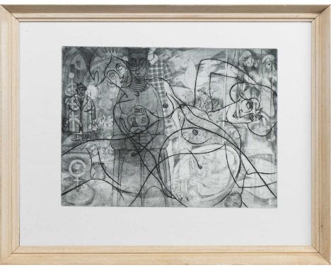 * IAN FLEMING RSA RSW RGI (SCOTTISH 1906 - 1994), UNTITLED  etching on paper, studio stamp verso, no. 171mounted, framed and 