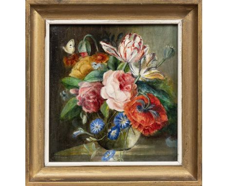 SCOTTISH SCHOOL (20TH CENTURY), STILL LIFE  oil on board, signed indistinctlyframed image size 19cm x 17cm, overall size 25cm