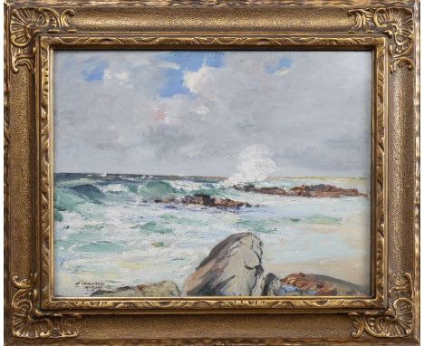 * HUGH CAMERON WILSON (SCOTTISH 1885 - 1952), SEASCAPE oil on board, signedframed and under glassimage size 37cm x 47cm, over