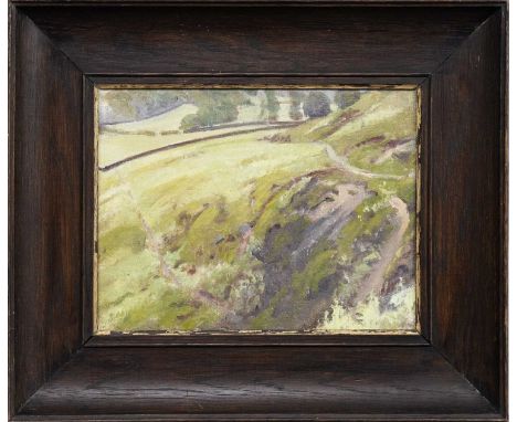 WILLIAM OLIPHANT HUTCHISON PRSA RP (SCOTTISH 1889 - 1970), YORKSHIRE LANDSCAPE  oil on canvas boardframed image size 23cm x 3