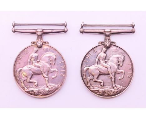 Two WWI British War 1914-1918 medals awarded to 3709 PTE S WESTLEY CAMB R. and M2-177701 CPL G WILKINS ASC.