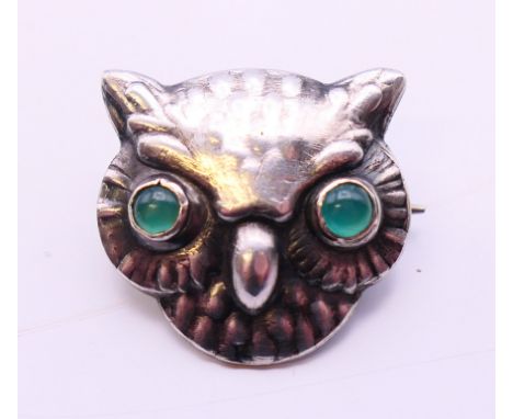 A WMF silver owl brooch.  2.25 cm high. 