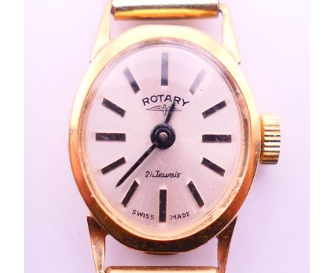 A 9 ct gold Rotary ladies wristwatch. 11.8 grammes total weight.  