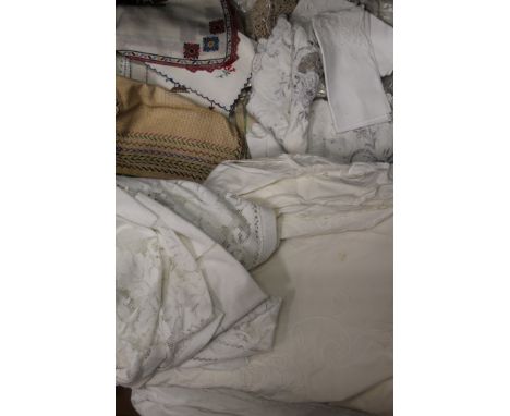 Two boxes of vintage linen.