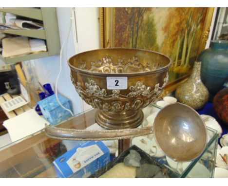 A hallmarked Silver Punch bowl and ladle, 22 ounces
